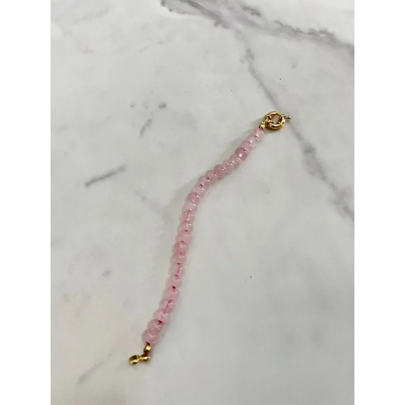 Rose Quartz Gemstone Bead Hand Knotted Bracelet Gold Filled Clasp - Picture 4 of 8